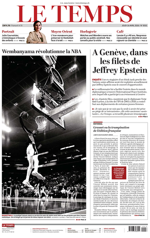 Prima pagina Le Temps di oggi - Quotidiano estero