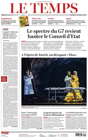 Prima pagina Le Temps di oggi - Quotidiano estero