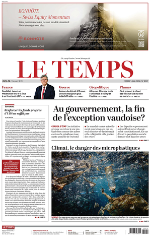 Prima pagina Le Temps di oggi - Quotidiano estero