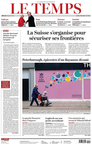 Prima pagina Le Temps di oggi - Quotidiano estero