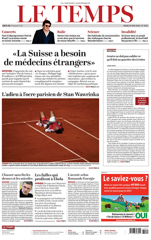 Prima pagina Le Temps di oggi - Quotidiano estero