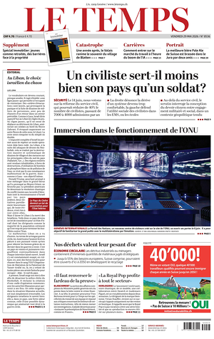 Prima pagina Le Temps di oggi - Quotidiano estero