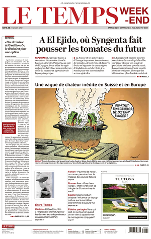 Prima pagina Le Temps di oggi - Quotidiano estero