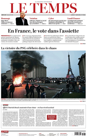 Prima pagina Le Temps di oggi - Quotidiano estero