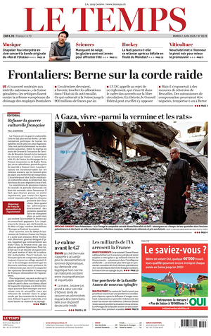 Prima pagina Le Temps di oggi - Quotidiano estero