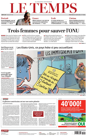 Prima pagina Le Temps di oggi - Quotidiano estero