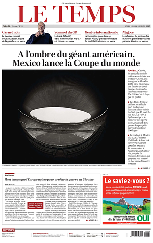 Prima pagina Le Temps di oggi - Quotidiano estero