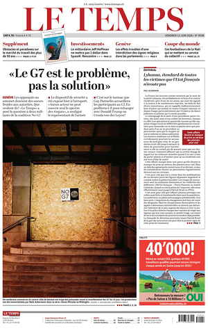 Prima pagina Le Temps di oggi - Quotidiano estero