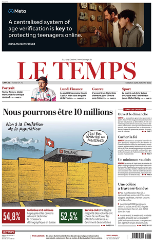 Prima pagina Le Temps di oggi - Quotidiano estero