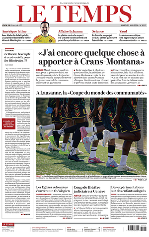 Prima pagina Le Temps di oggi - Quotidiano estero