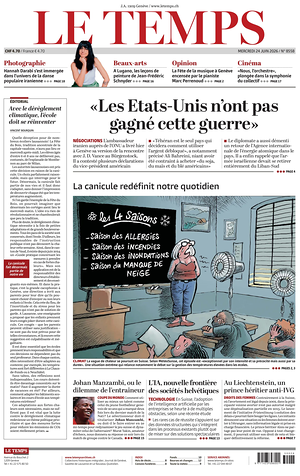 Prima pagina Le Temps di oggi - Quotidiano estero