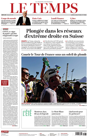 Prima pagina Le Temps di oggi - Quotidiano estero