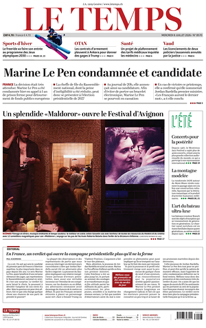 Prima pagina Le Temps di oggi - Quotidiano estero