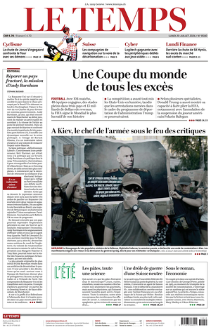 Prima pagina Le Temps di oggi - Quotidiano estero