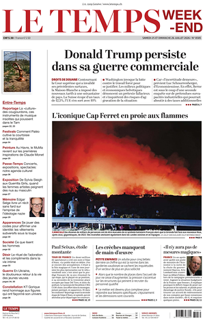 Prima pagina Le Temps di oggi - Quotidiano estero