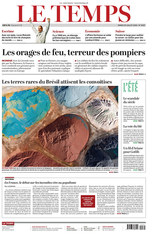 Prima pagina Le Temps di oggi - Quotidiano estero