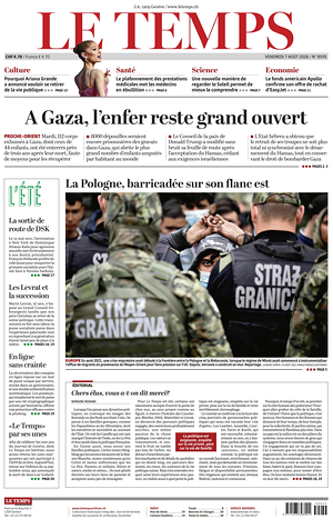 Prima pagina Le Temps di oggi - Quotidiano estero