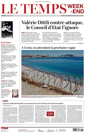 Prima pagina Le Temps di oggi - Quotidiano estero