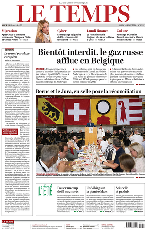 Prima pagina Le Temps di oggi - Quotidiano estero