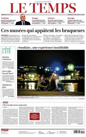Prima pagina Le Temps di oggi - Quotidiano estero