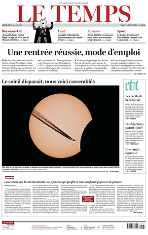 Prima pagina Le Temps di oggi - Quotidiano estero