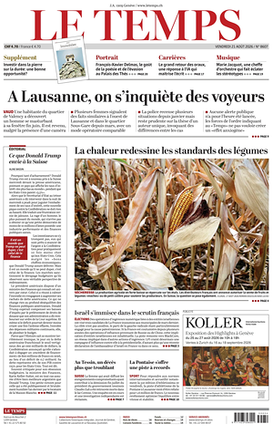 Prima pagina Le Temps di oggi - Quotidiano estero