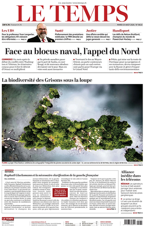 Prima pagina Le Temps di oggi - Quotidiano estero