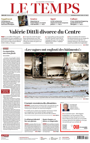Prima pagina Le Temps di oggi - Quotidiano estero