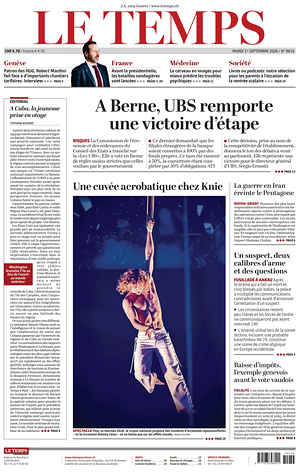 Prima pagina Le Temps di oggi - Quotidiano estero