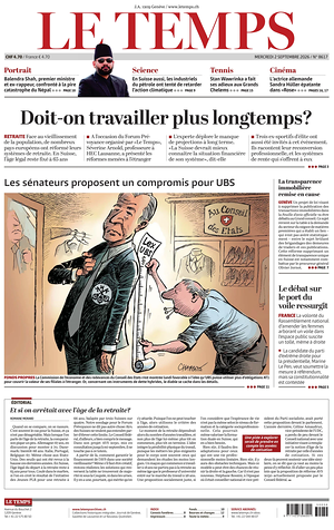 Prima pagina Le Temps di oggi - Quotidiano estero
