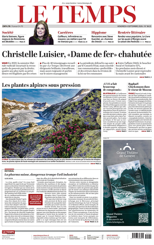 Prima pagina Le Temps di oggi - Quotidiano estero