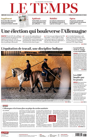 Prima pagina Le Temps di oggi - Quotidiano estero