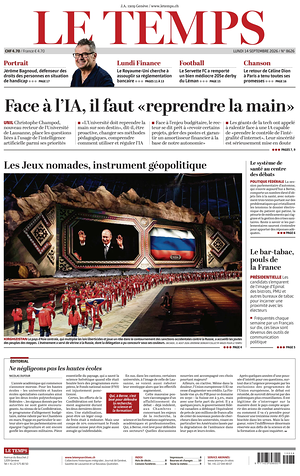 Prima pagina Le Temps di oggi - Quotidiano estero