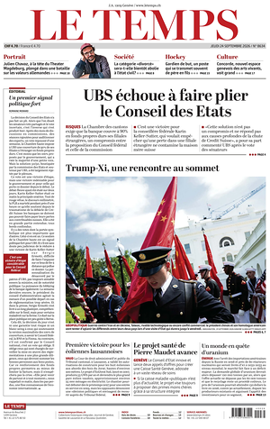 Prima pagina Le Temps di oggi - Quotidiano estero