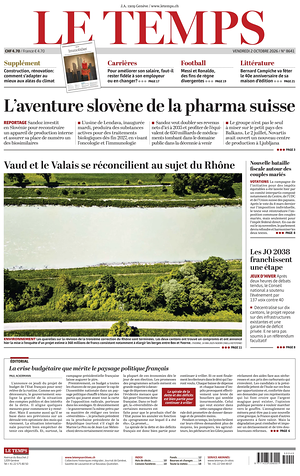Prima pagina Le Temps di oggi - Quotidiano estero