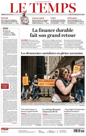 Prima pagina Le Temps di oggi - Quotidiano estero