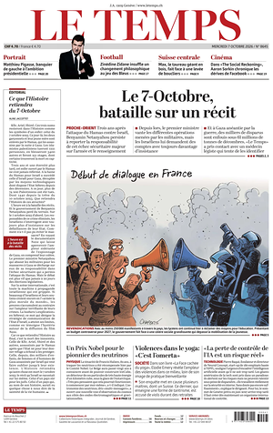 Prima pagina Le Temps di oggi - Quotidiano estero