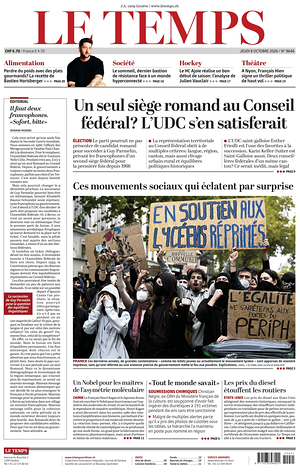 Prima pagina Le Temps di oggi - Quotidiano estero