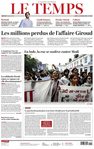 Prima pagina Le Temps di oggi - Quotidiano estero