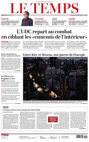 Prima pagina Le Temps di oggi - Quotidiano estero