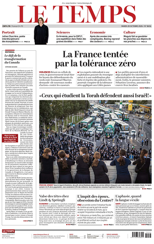 Prima pagina Le Temps di oggi - Quotidiano estero