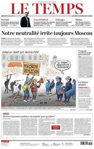 Prima pagina Le Temps di oggi - Quotidiano estero