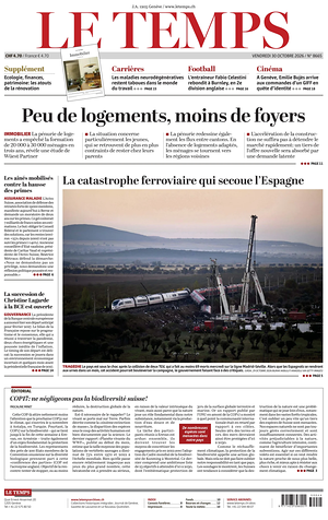 Prima pagina Le Temps di oggi - Quotidiano estero