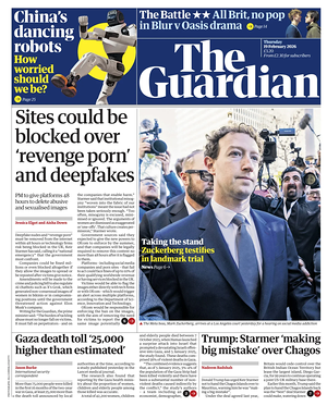 Prima pagina The Guardian di oggi - Quotidiano estero