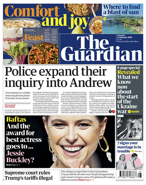 Prima pagina The Guardian di oggi - Quotidiano estero