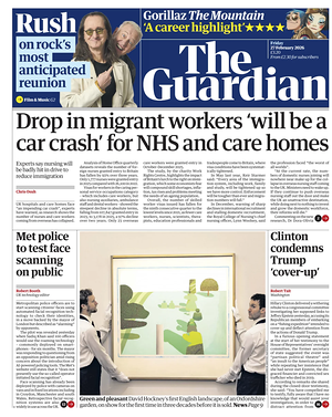Prima pagina The Guardian di oggi - Quotidiano estero