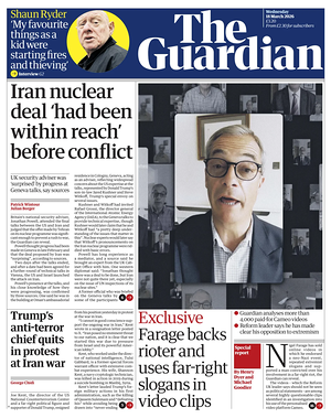 Prima pagina The Guardian di oggi - Quotidiano estero