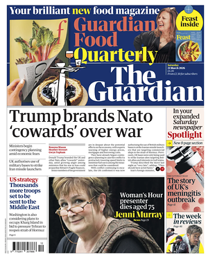 Prima pagina The Guardian di oggi - Quotidiano estero