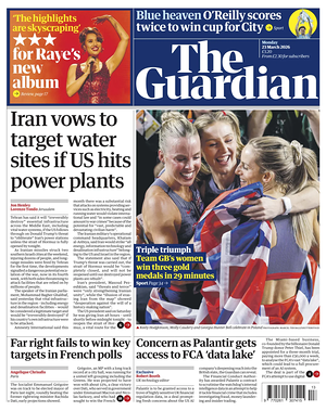 Prima pagina The Guardian di oggi - Quotidiano estero