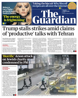 Prima pagina The Guardian di oggi - Quotidiano estero